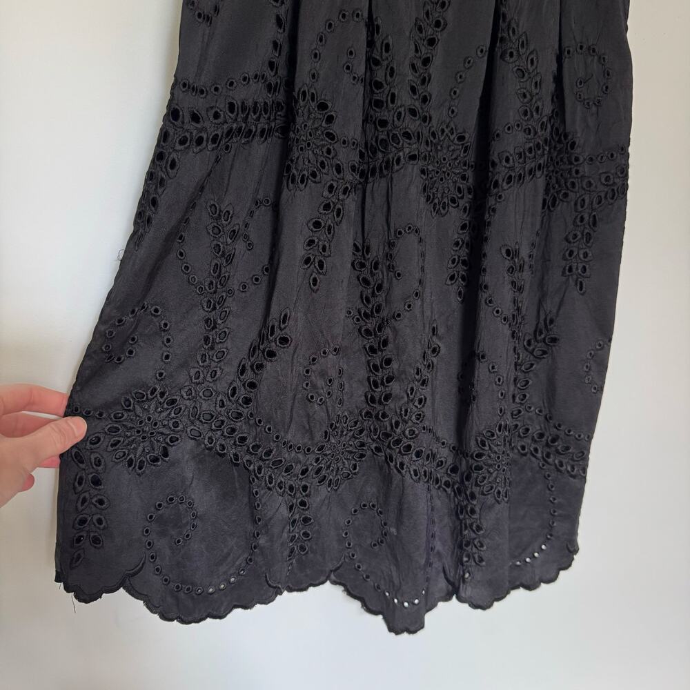 100% Silk Black Eyelet Yoana Baraschi Dress - Picture 2 of 14
